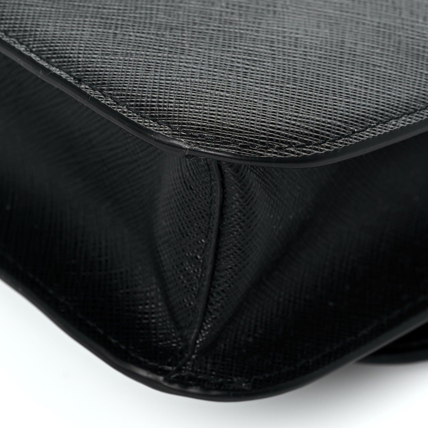 Prada Saffiano Cuir Triangle Embleme Flap Shoulder Bag Black 11 of 12