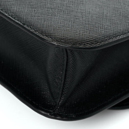 Prada Saffiano Cuir Triangle Embleme Flap Shoulder Bag Black 11 of 12