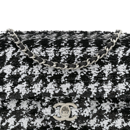 Chanel Sequin Houndstooth Small Flap Black White 8 of 12