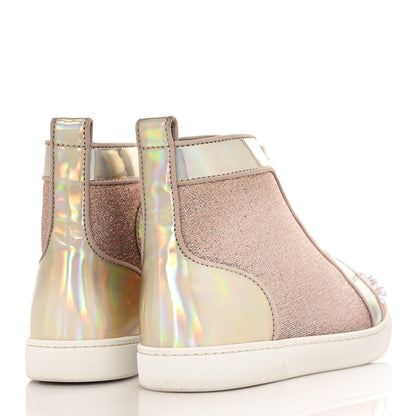 Christian Louboutin Lurex Specchio Suede Spikes Krystal Louis Flat Sneakers 37.5 Nude 4 of 9