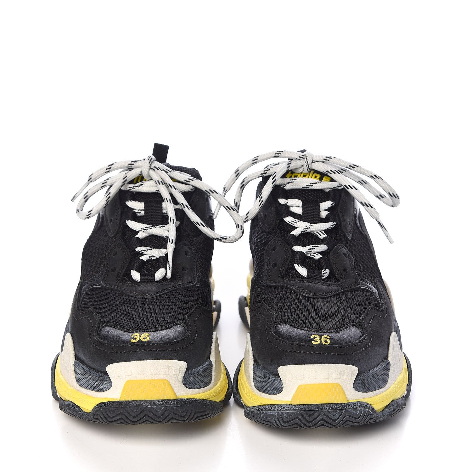 Balenciaga Fabric Mesh Womens Triple S Sneakers 36 Black Yellow 2 of 9