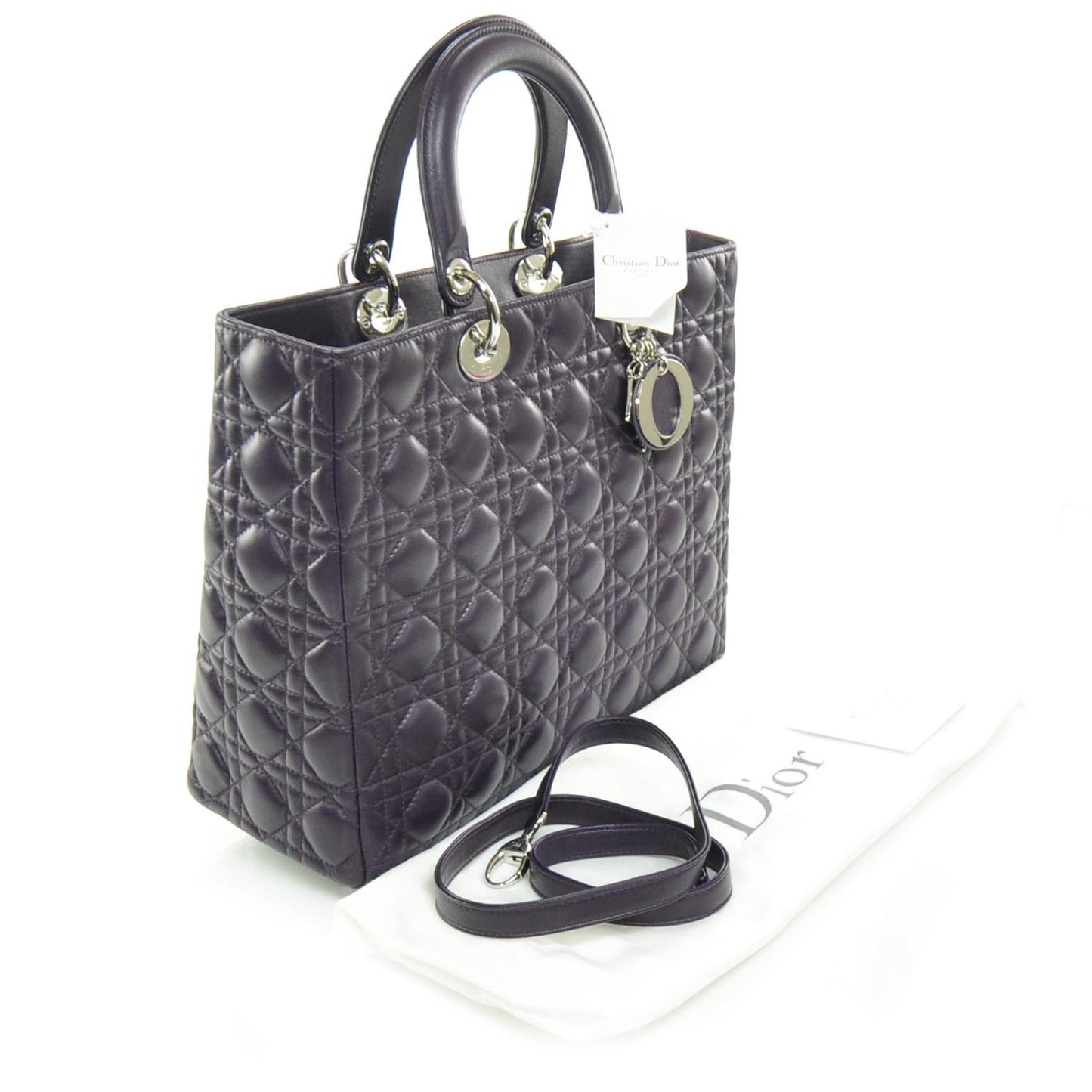 Lambskin Cannage Large Lady Dior Amaranth