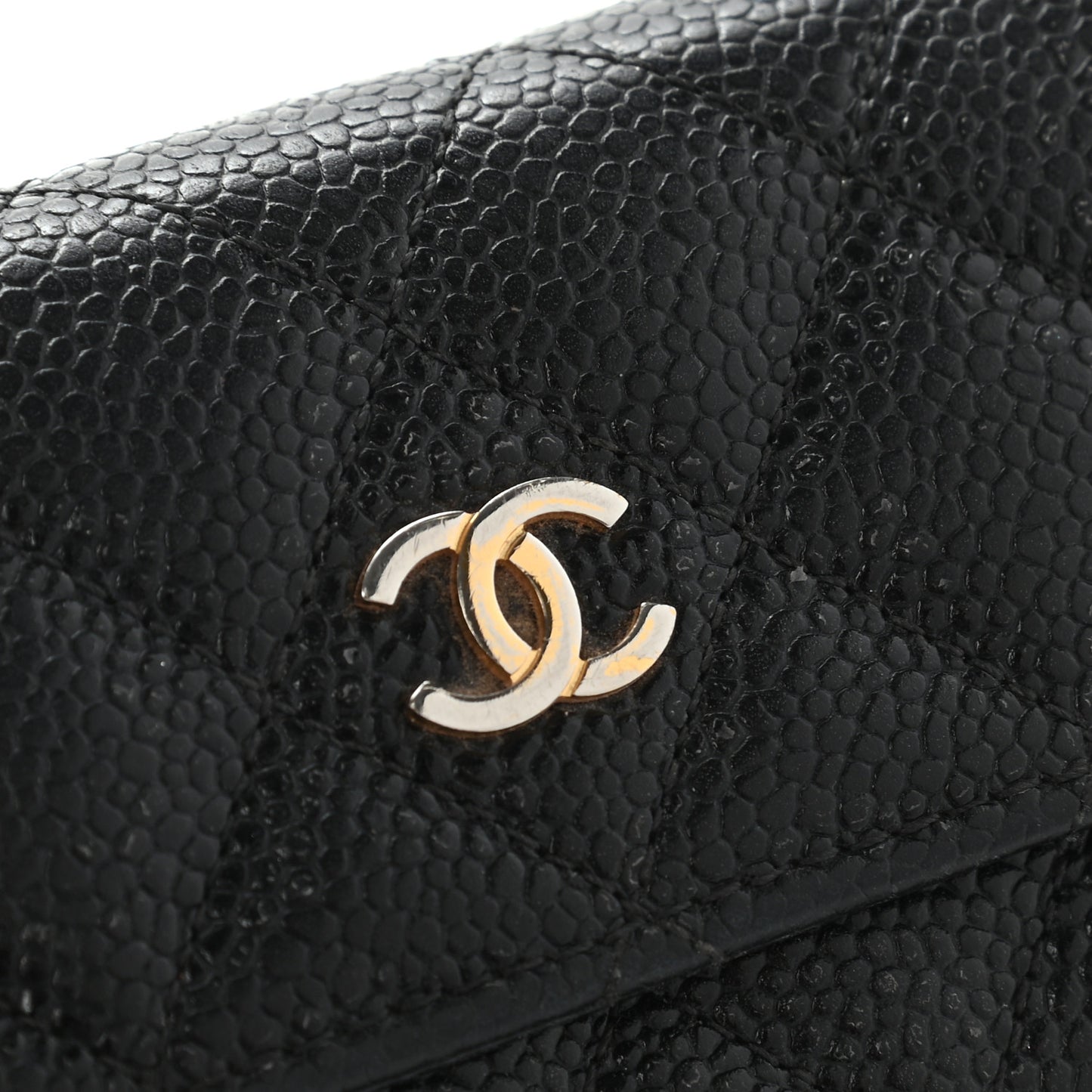 Caviar Quilted Flap Card Holder Black