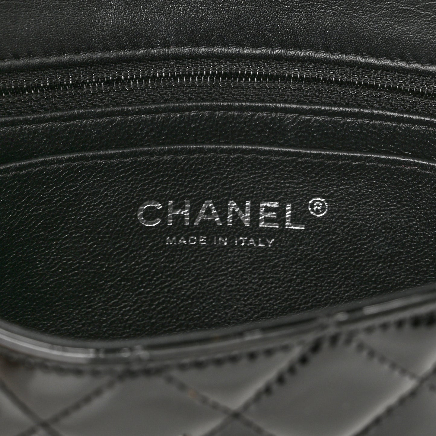 Patent Calfskin Quilted Mini Rectangular Flap Black