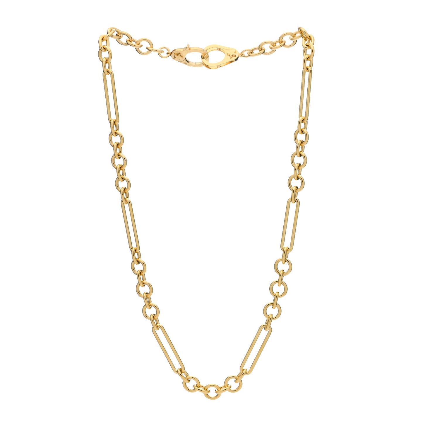 18K Yellow Gold Sister Hook Midsized Mixed Chain Necklace 19.5"