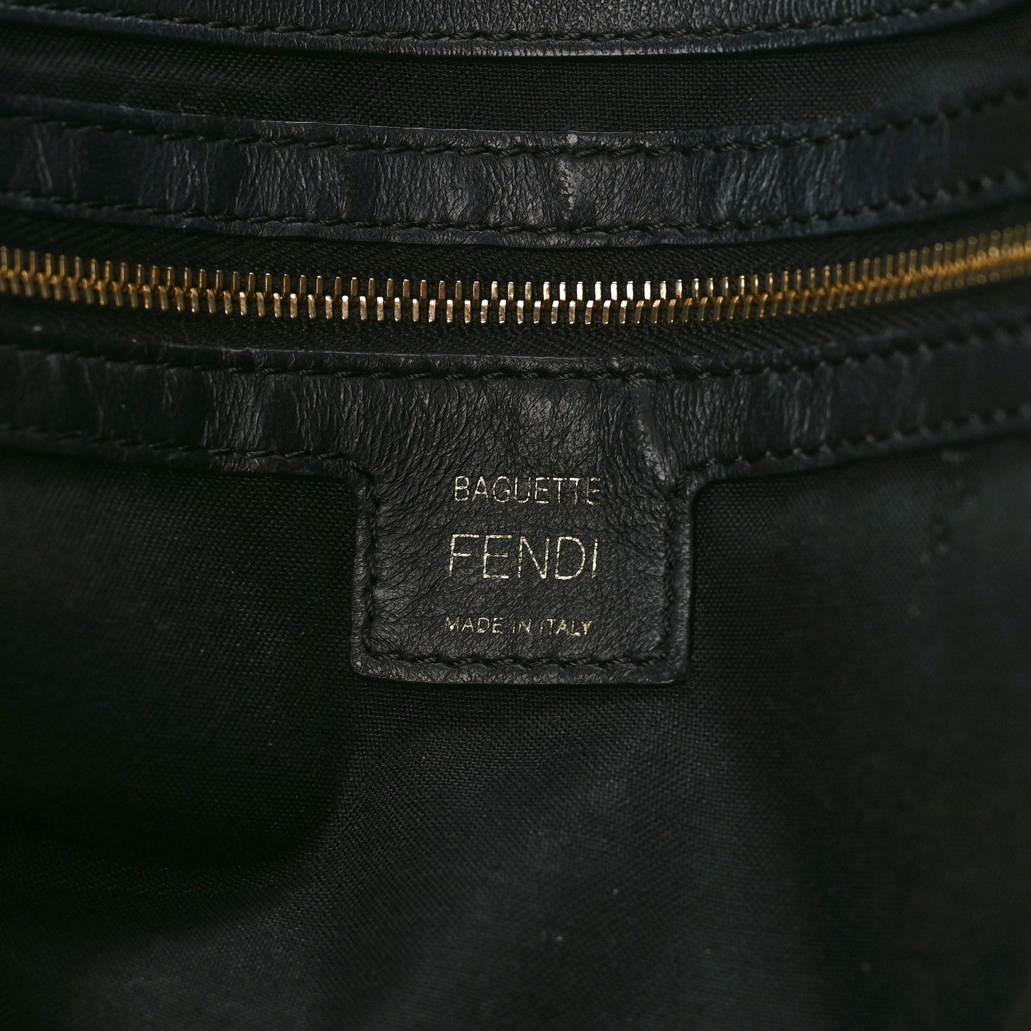 Fendi Nappa FF 1974 Embossed Large Baguette Black 6 of 9