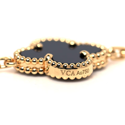 Van Cleef & Arpels 18K Yellow Gold Black Onyx 5 Motifs Vintage Alhambra Bracelet 4 of 6