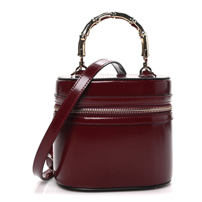 Gucci Patent Leather Bamboo Mini Vanity Bag Burgundy 1 of 10