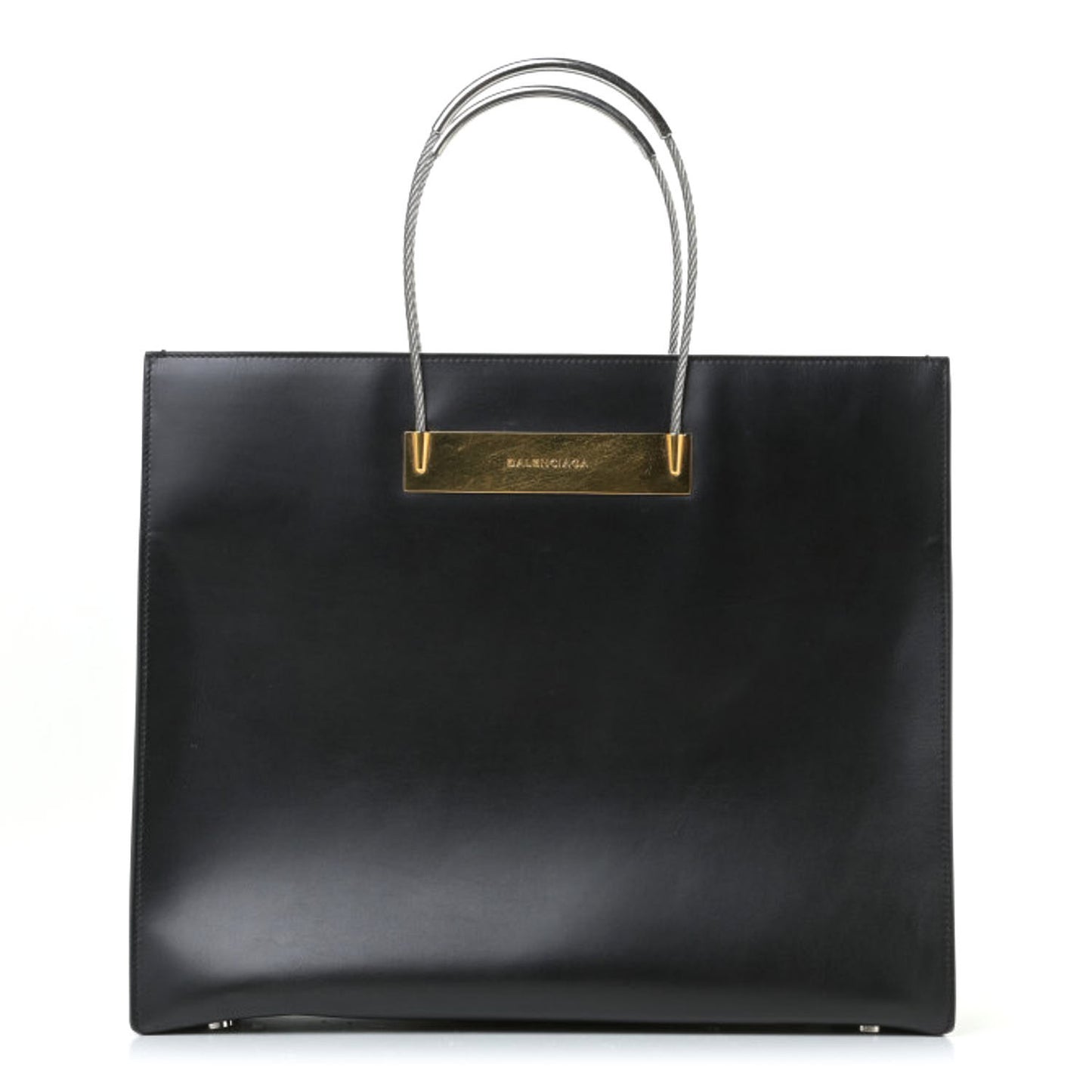 Soft Calfskin Cable Shopper Tote Black