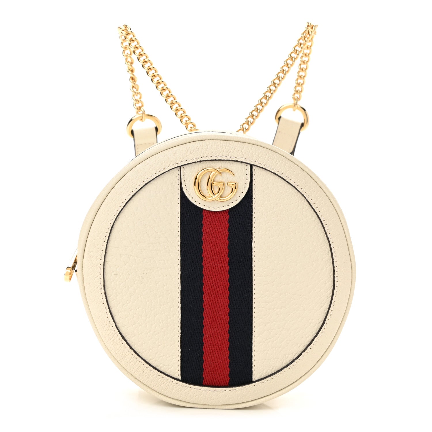 Gucci Textured Calfskin Web Mini Ophidia Round Backpack Mystic White 1 of 11