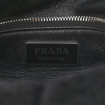 Prada Shearling Nappa Triangle Quilted Patchwork System Flap Shoulder Bag Black 6 of 11