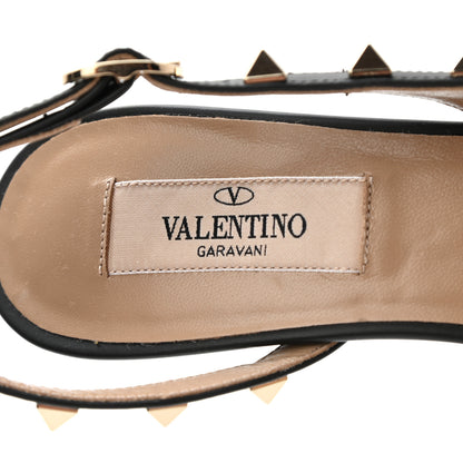 Valentino Garavani Pebbled Calfskin Rockstud Half D'Orsay Slingback 50mm Pumps 35 Black 9 of 14