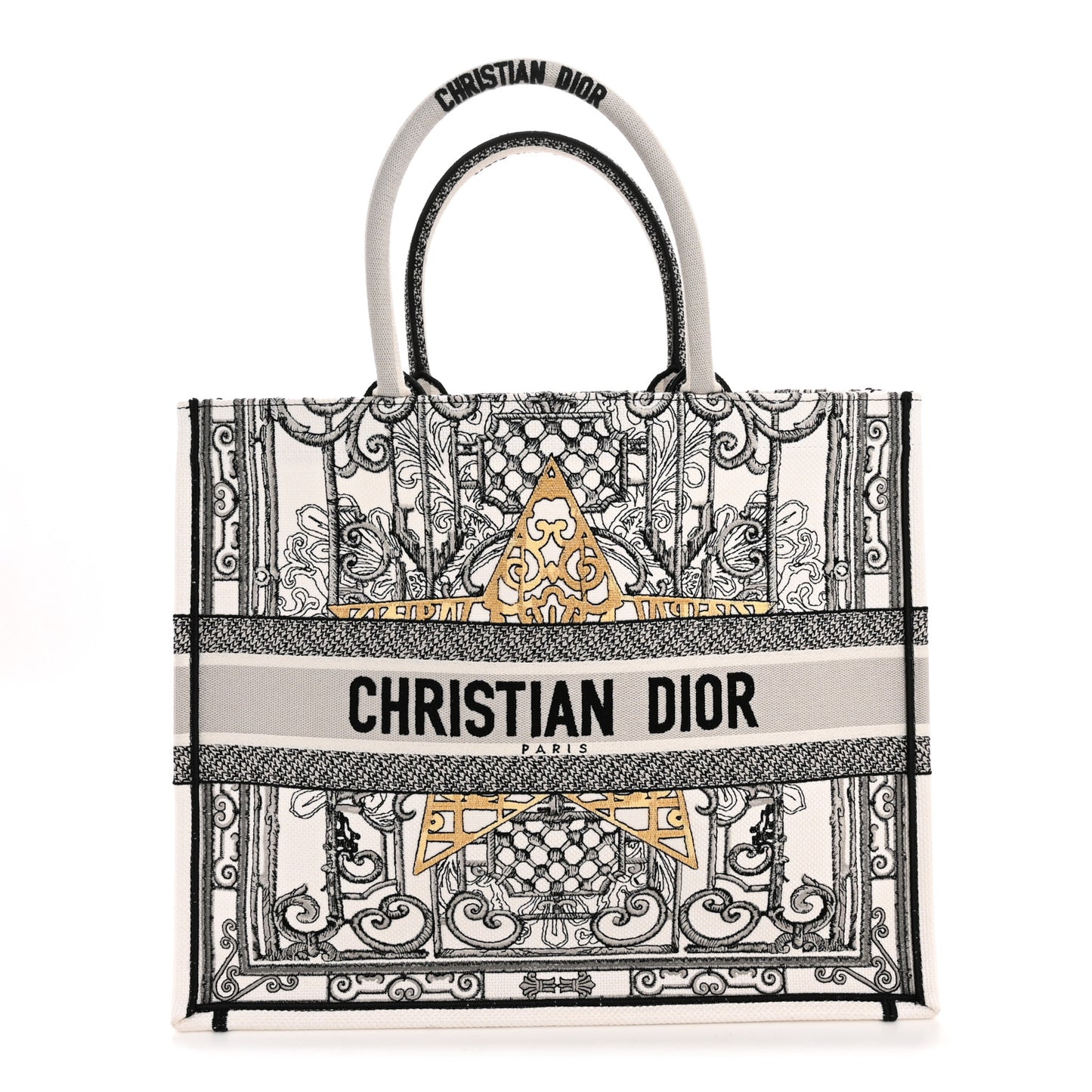 Canvas Embroidered Large Around The World Book Tote Black