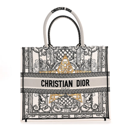Christian Dior Canvas Embroidered Large Around The World Book Tote Black 1 of 10