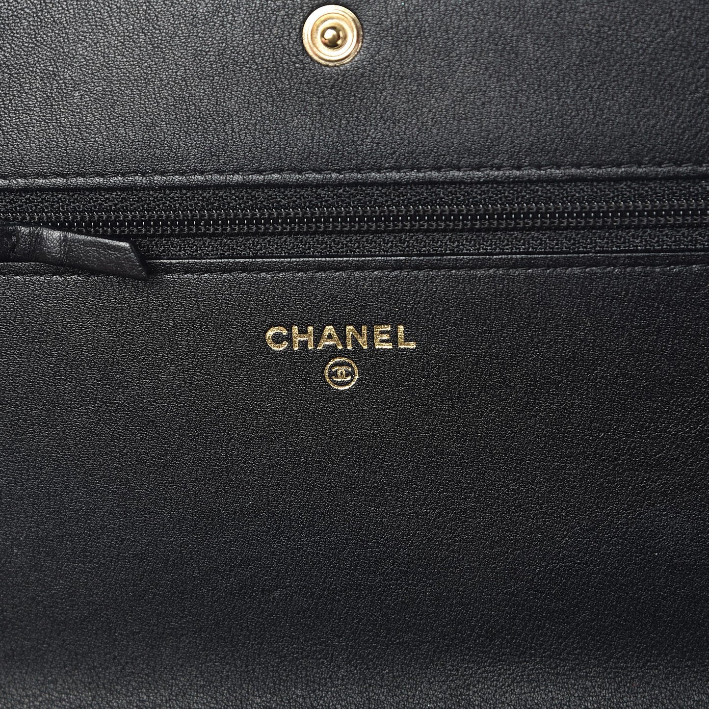 Metallic Goatskin Lambskin Boy Wallet on Chain WOC Black Gold