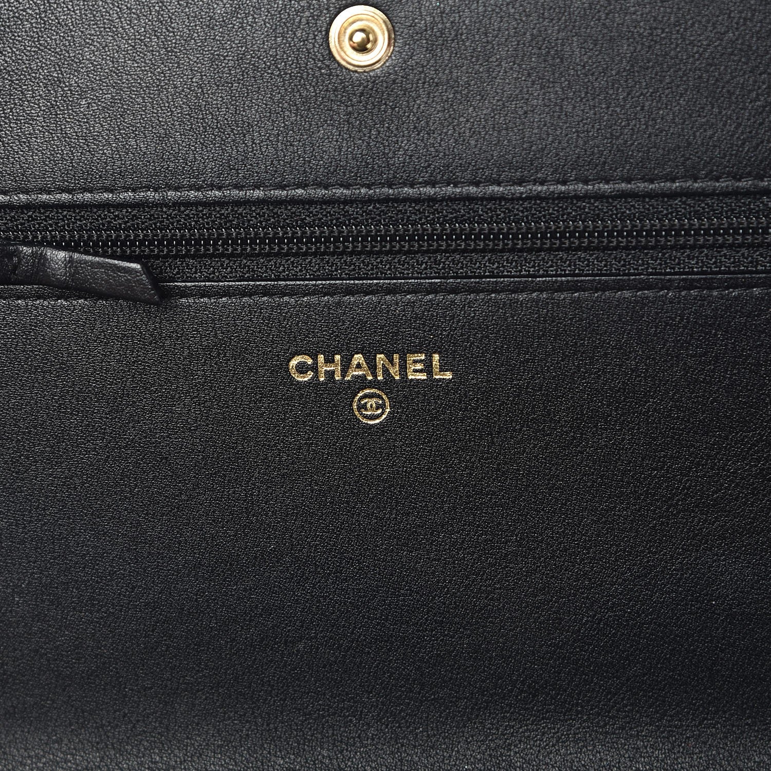 Chanel Metallic Goatskin Lambskin Boy Wallet on Chain WOC Black Gold 6 of 9