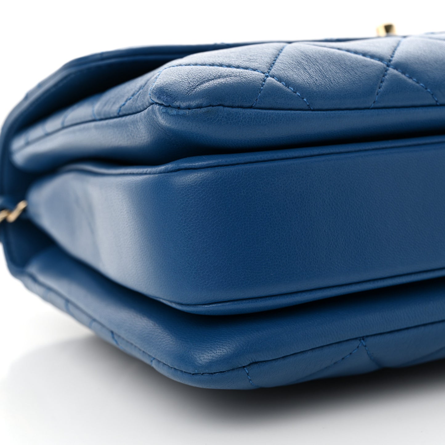 Lambskin Quilted Medium Trendy CC Flap Dual Handle Bag Dark Blue