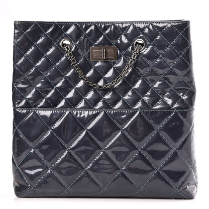 Chanel Patent Quilted Reissue 2.55 Tote Blue 1 of 15
