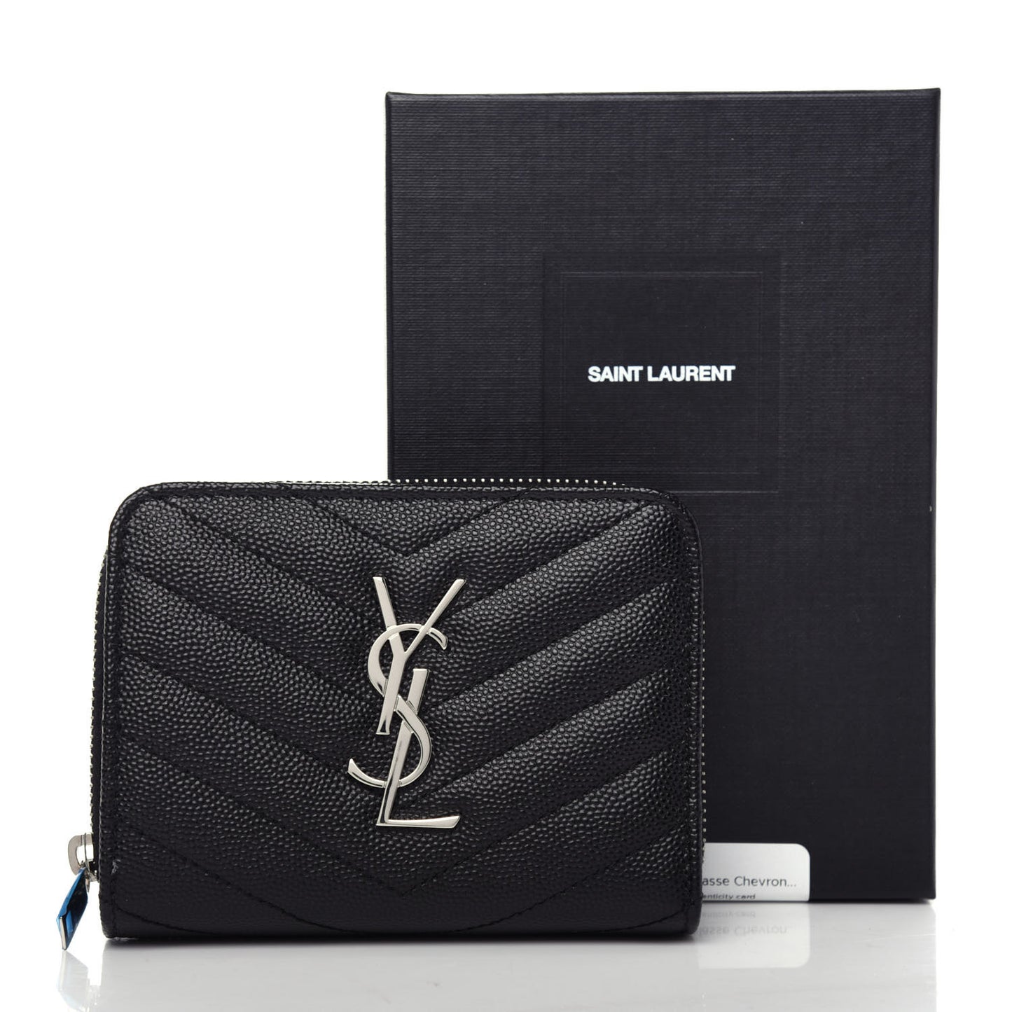 Grain De Poudre Matelasse Chevron Monogram Compact Zip Around Wallet Black