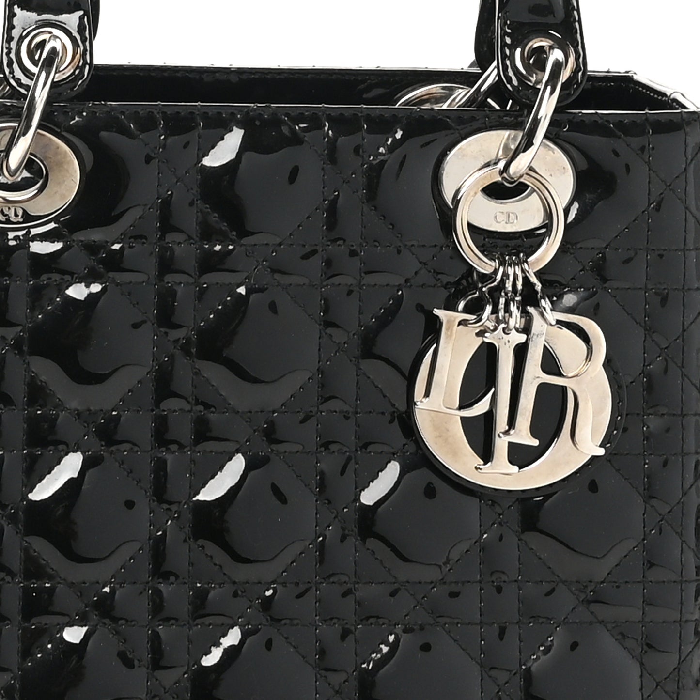 Patent Cannage Medium Lady Dior Black
