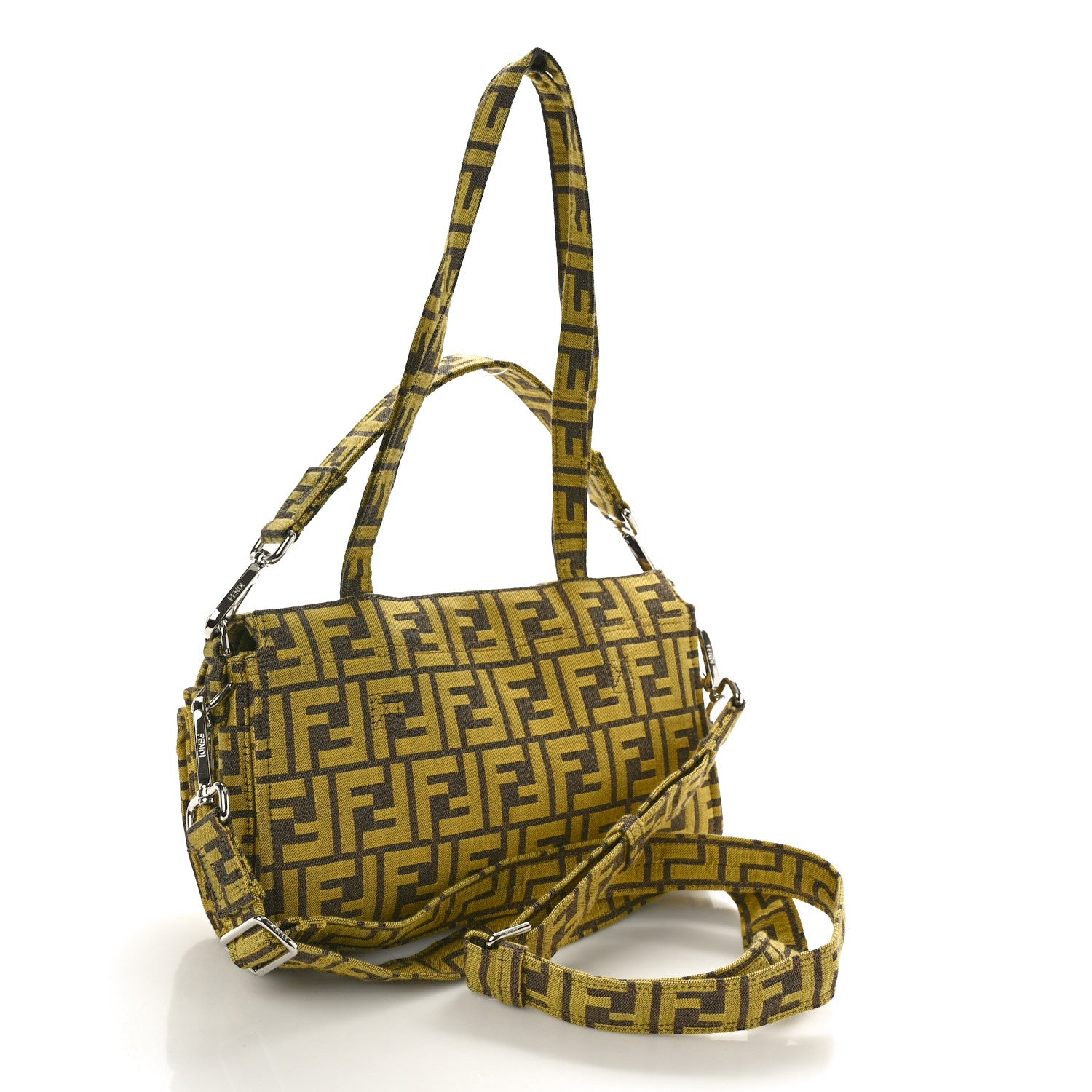 Fendi x FRGMT Woven Fabric Jacquard FF Embroidered Baguette Foldable Tote Mimosa 5 of 14