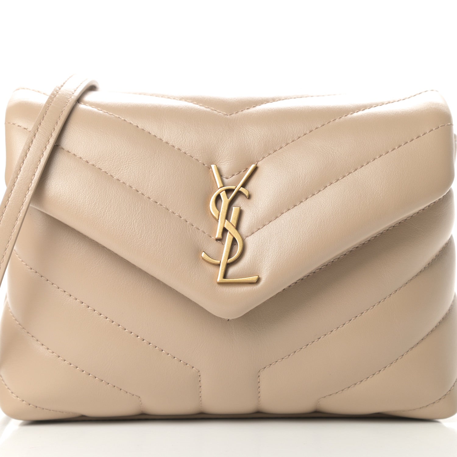 Saint Laurent Calfskin Y Quilted Monogram Toy Loulou Crossbody Bag Dark Beige 8 of 11