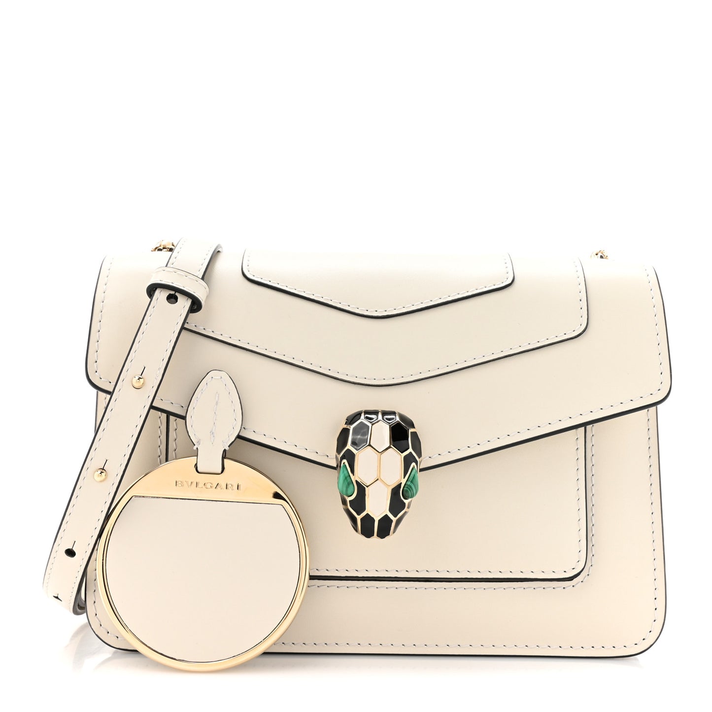 Calfskin Serpenti Forever Small Crossbody Bag White Agate