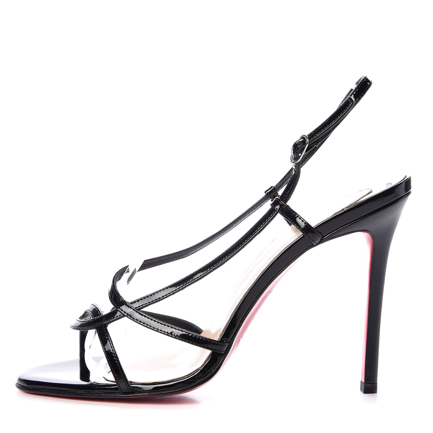 Christian Louboutin Patent Mimini Asymmetric 100 Strappy Sandals 39 Black 1 of 8
