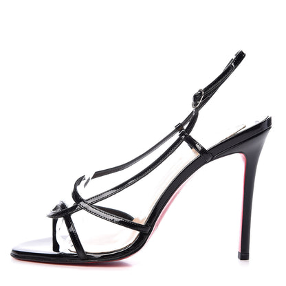 Christian Louboutin Patent Mimini Asymmetric 100 Strappy Sandals 39 Black 1 of 8
