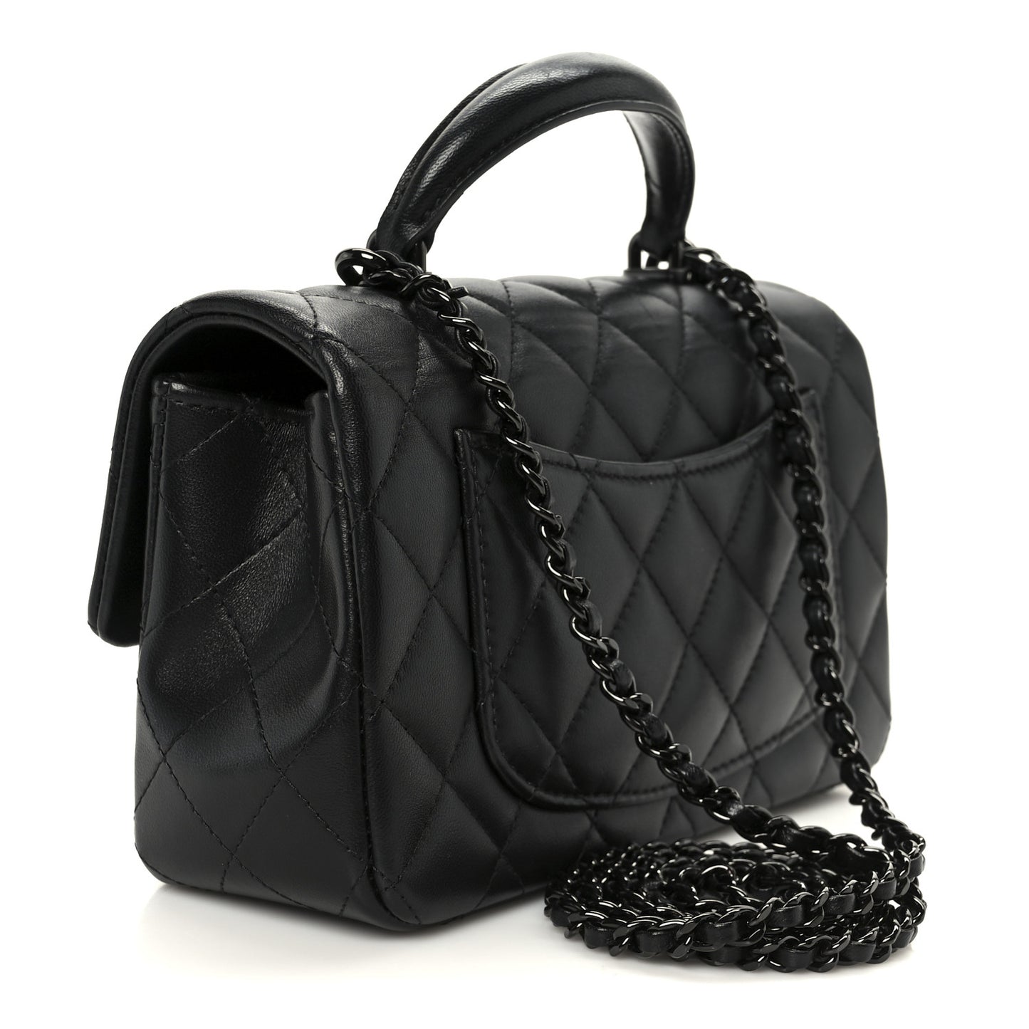 Lambskin Quilted Mini Top Handle Rectangular Flap So Black So Black