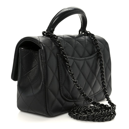Chanel Lambskin Quilted Mini Top Handle Rectangular Flap So Black So Black 3 of 11