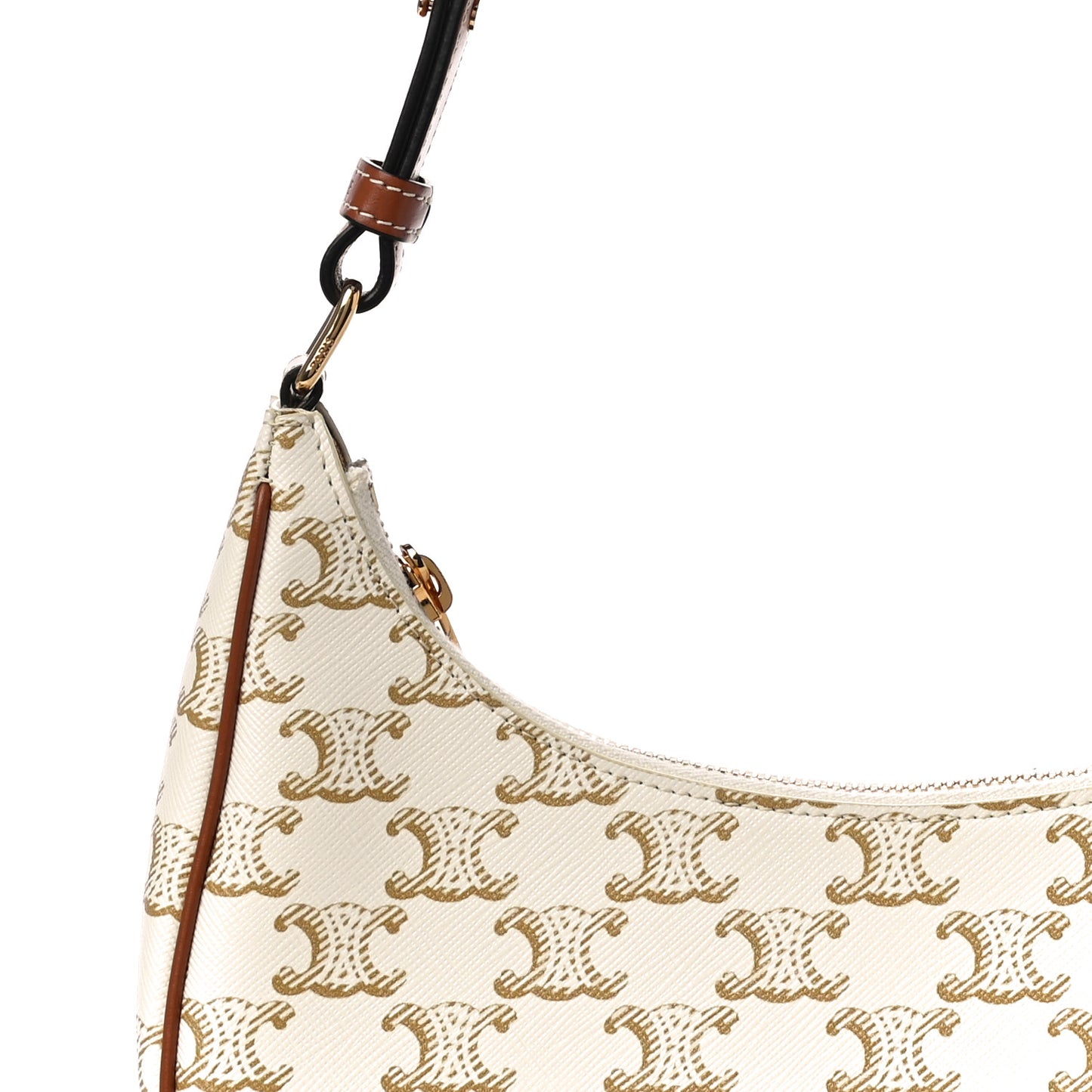 Canvas Calfskin Ava Triomphe Shoulder Bag White