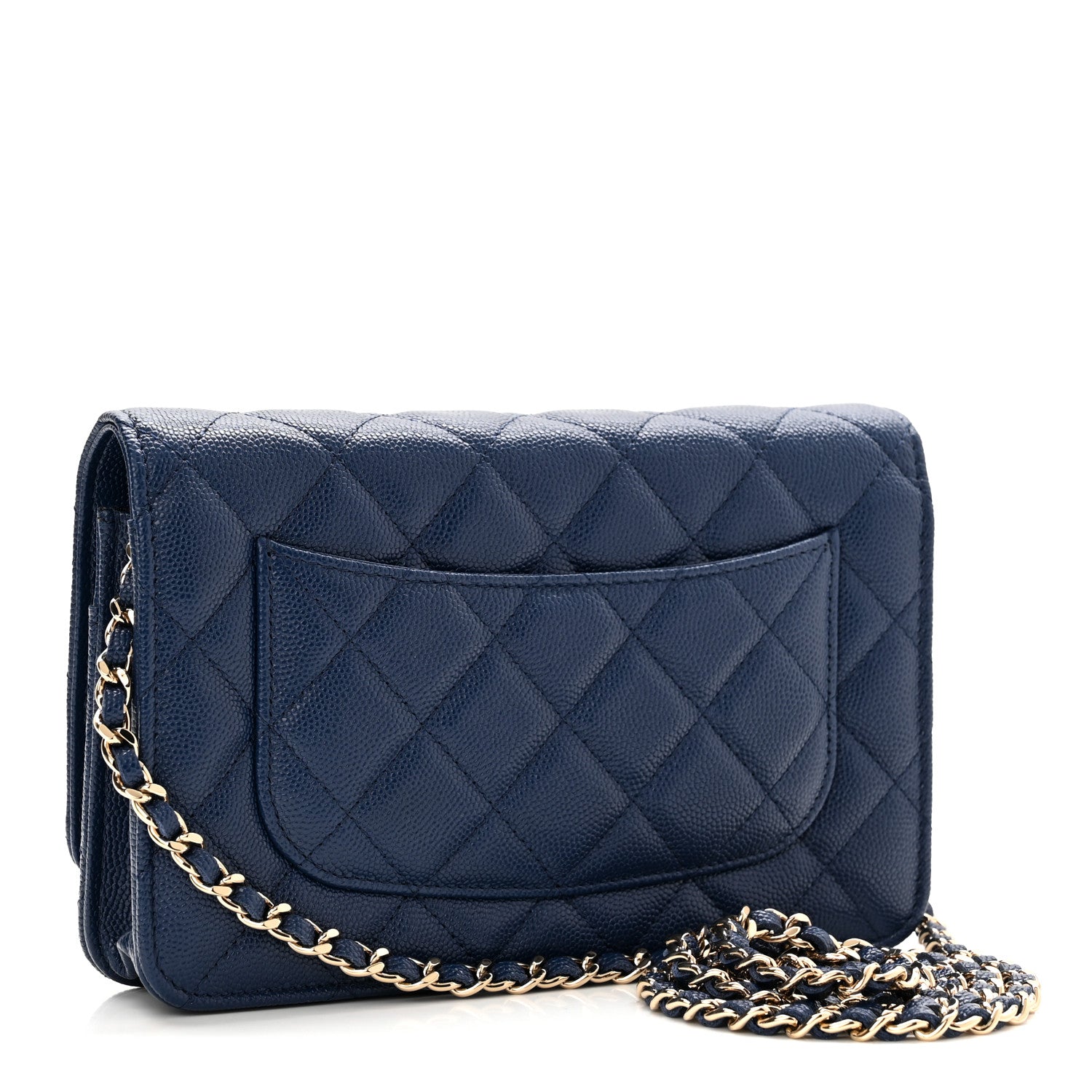 Chanel Caviar Quilted Wallet On Chain WOC Navy Blue 3 of 12