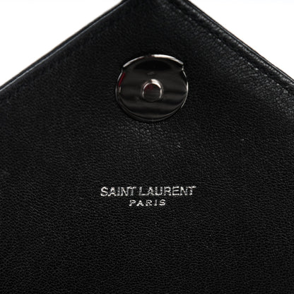 Saint Laurent Sheepskin Matelasse Chevron Patchwork Monogram Medium College Bag Black 7 of 7