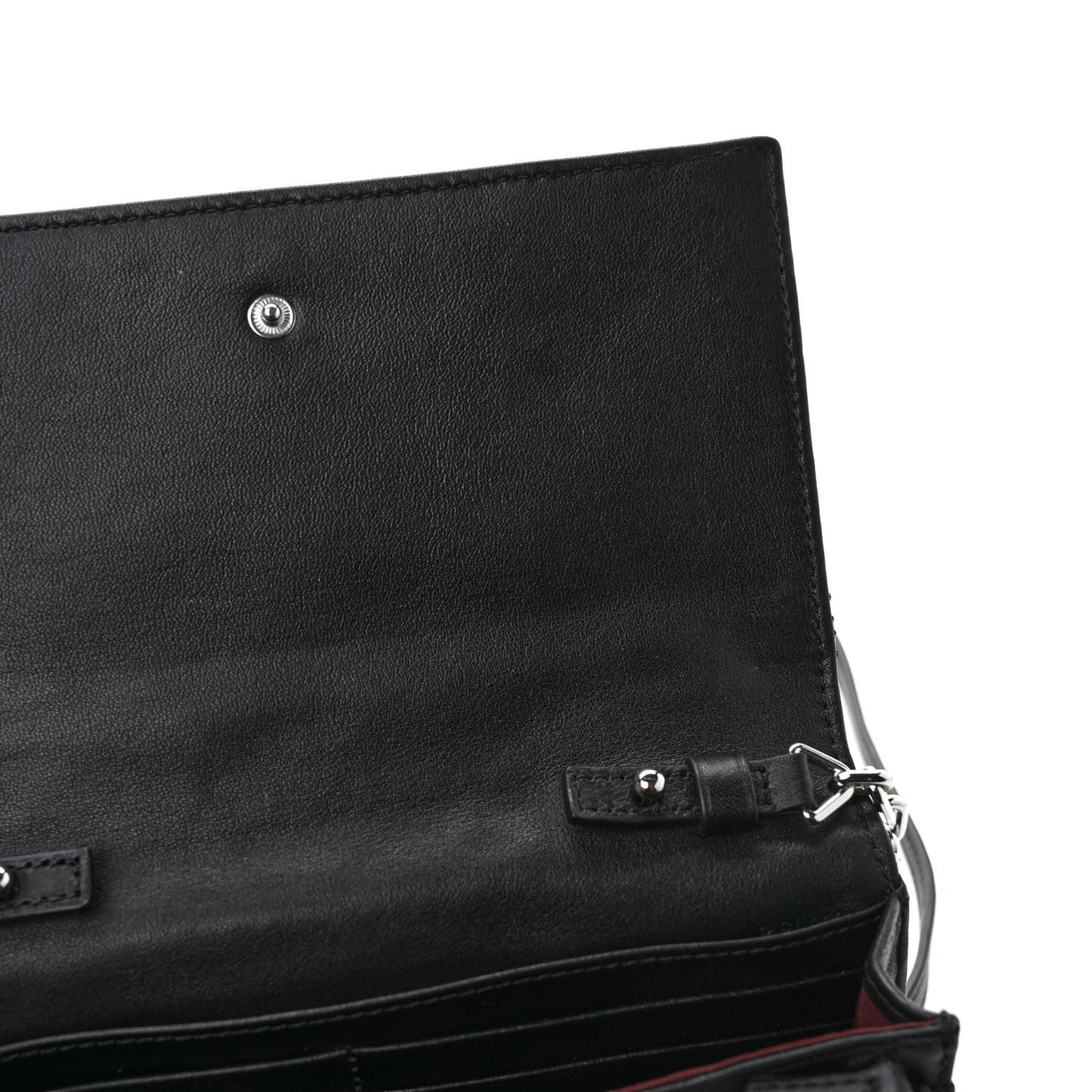 Calfskin Quilted Long Wallet Bag Black