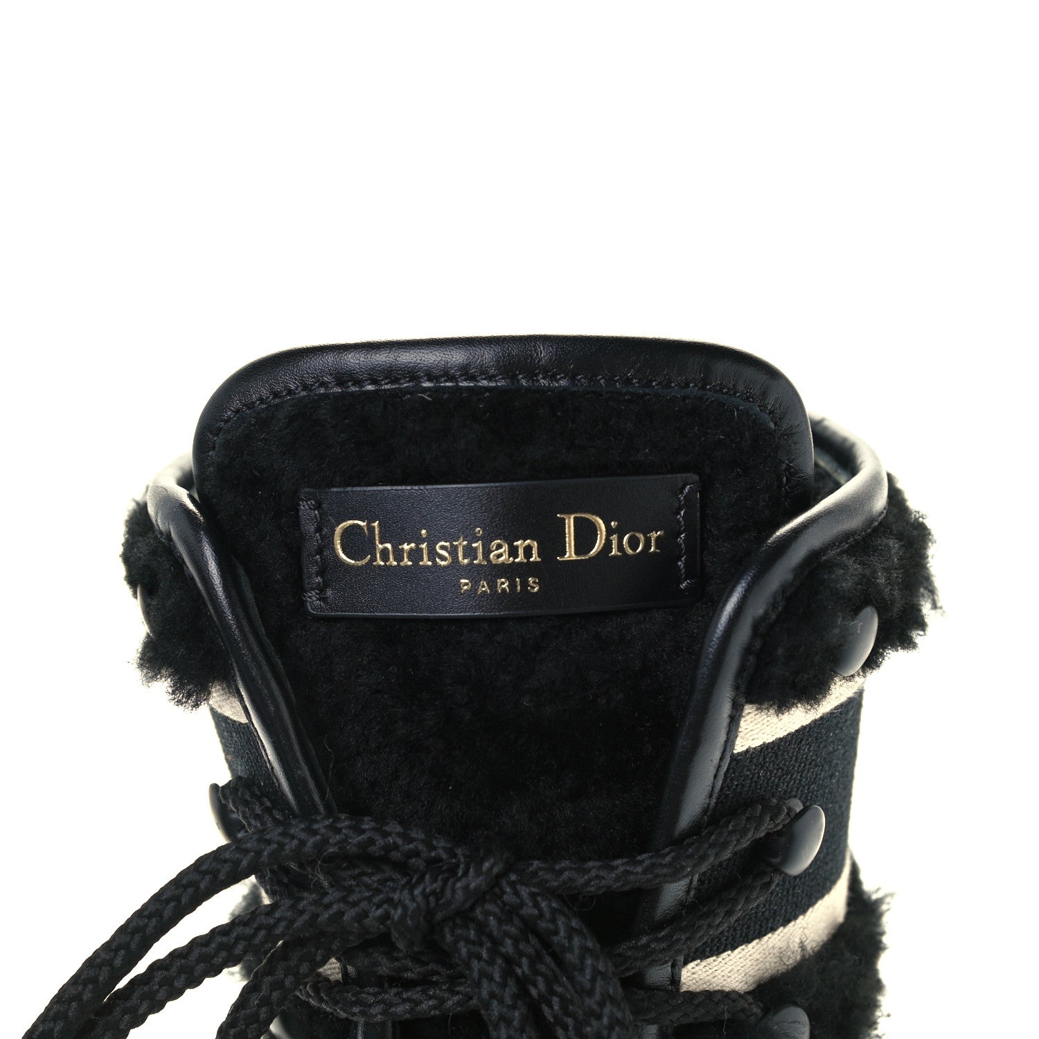 Christian Dior Calfskin Sherling Technical Fabric D-Major Ankle Boots 39 Black White 9 of 11