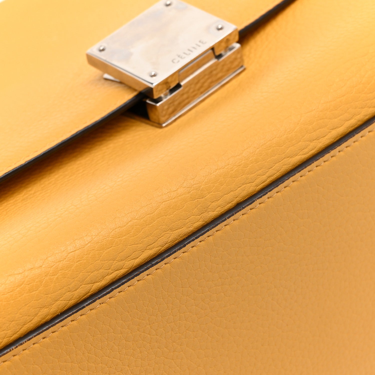 Celine Drummed Calfskin Suede Small Trapeze Ocre 14 of 18