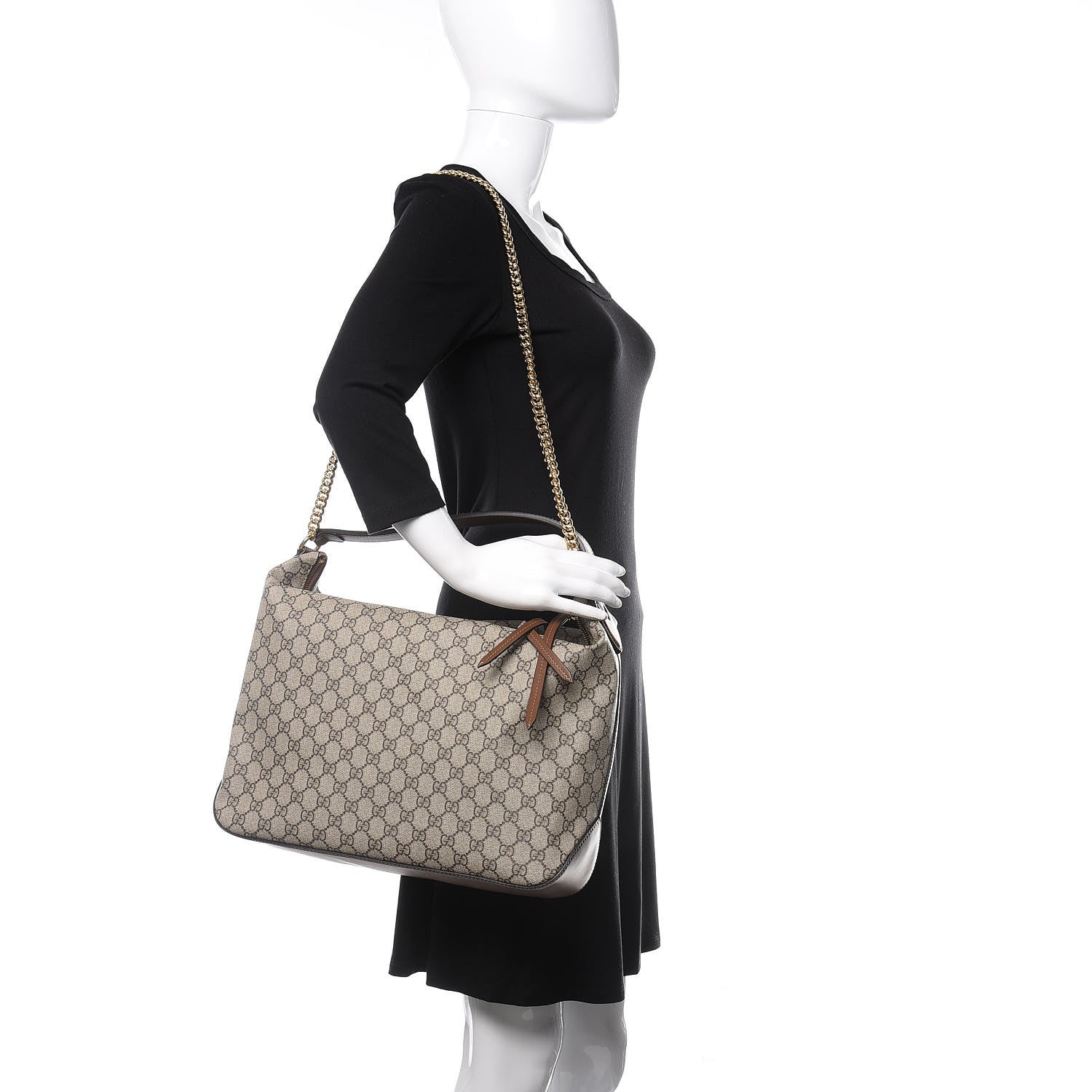 Gucci GG Supreme Monogram Large Linea A Hobo Light Brown 2 of 10