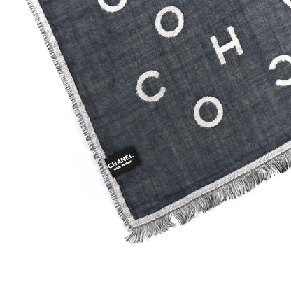 Chanel Cashmere CC Scarf Grey Blue 3 of 3
