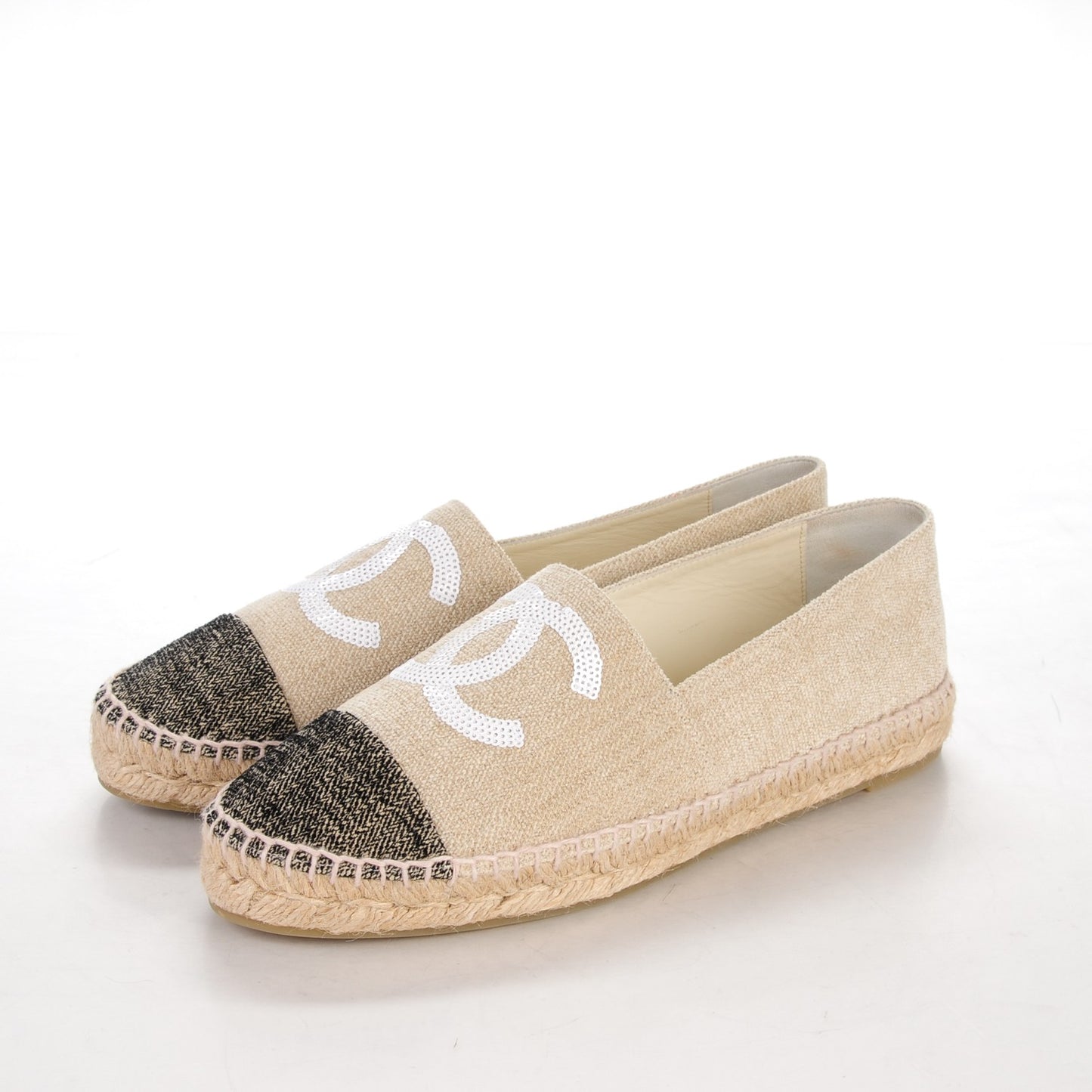 Toile Sequin CC Espadrilles 41 Beige Black