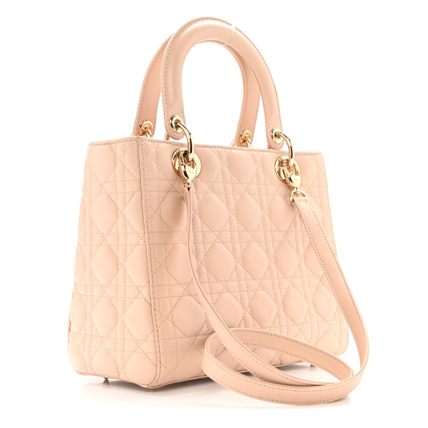 Christian Dior Lambskin Cannage Medium Lady Dior Light Pink 3 of 13
