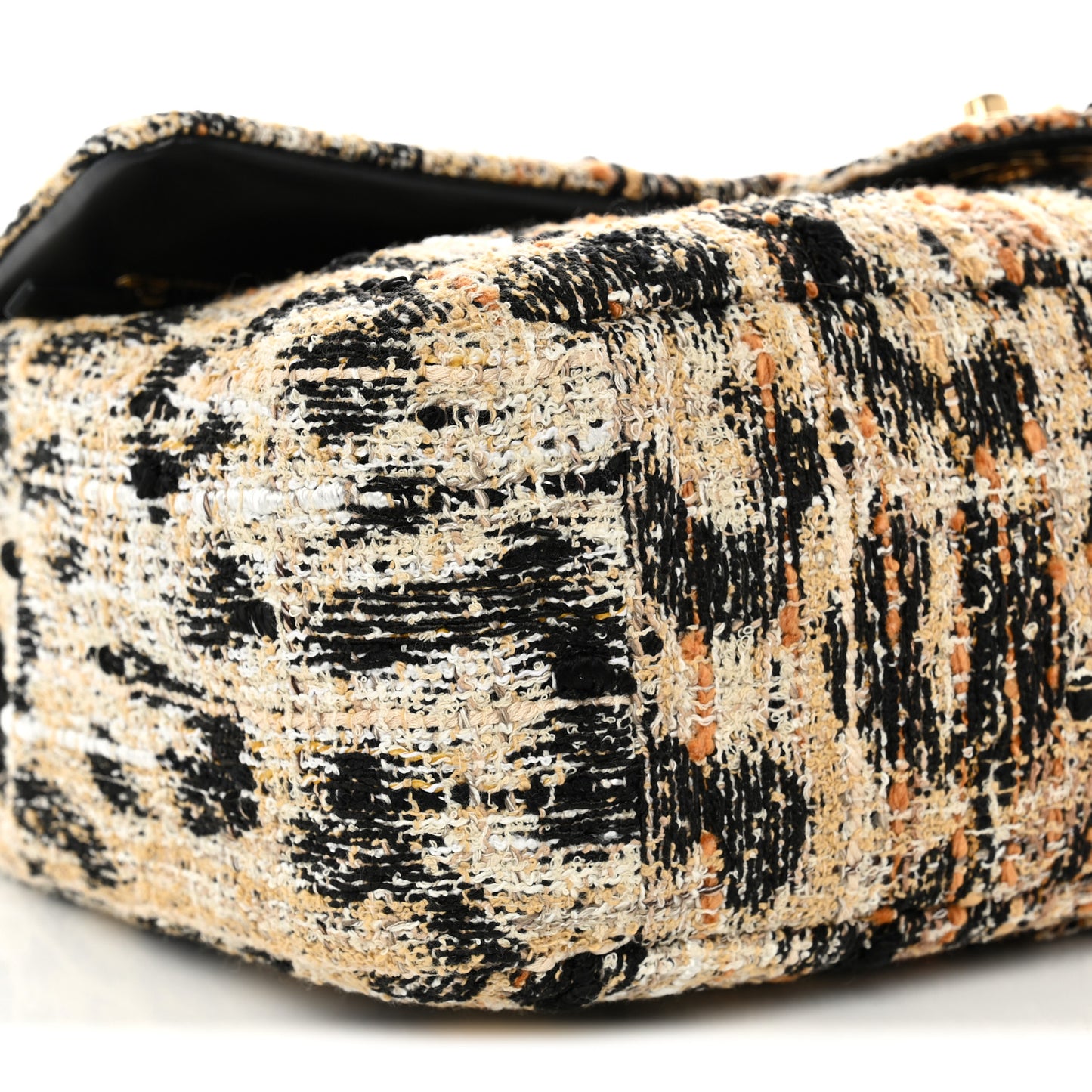Tweed Mixed Fibers Leopard Print Small Souplissimo Maxi Flap Brown Black White