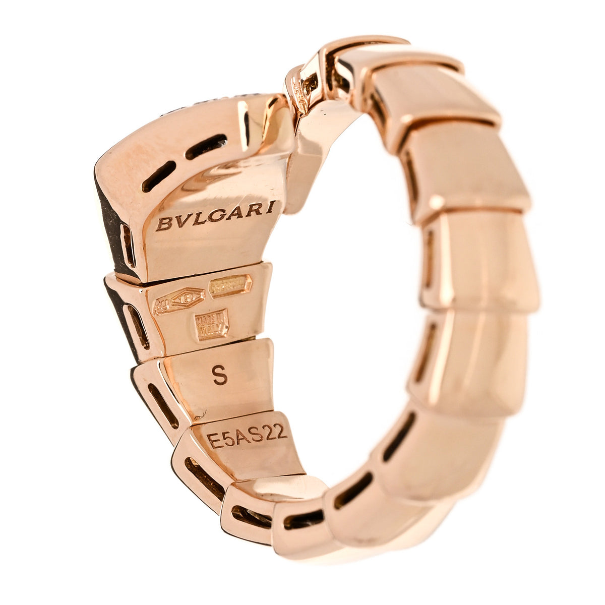 Bulgari 18K Rose Gold Diamond Serpenti Viper Ring S 4 of 5