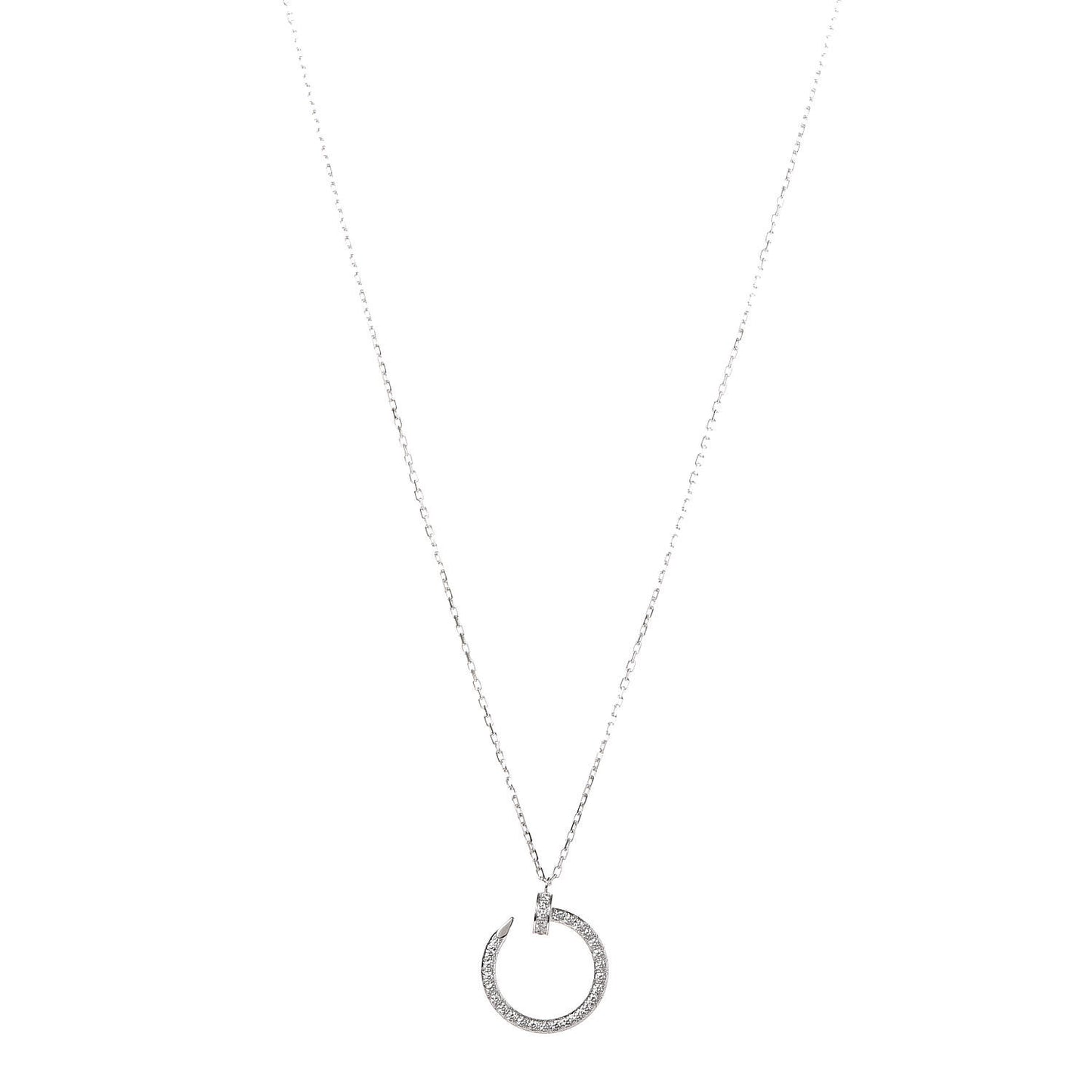 18K White Gold Diamond Juste Un Clou Paved Pendant Necklace