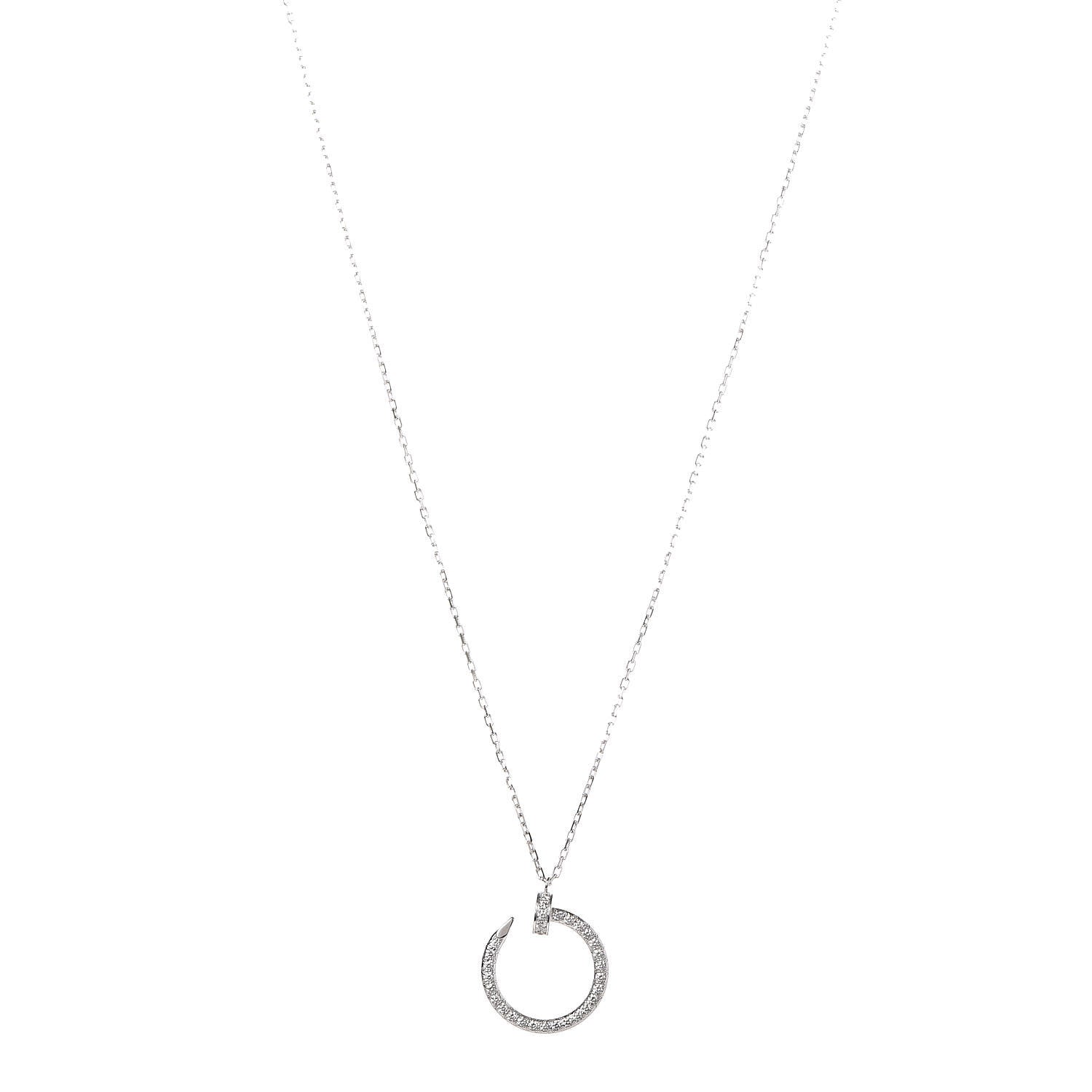Cartier 18K White Gold Diamond Juste Un Clou Paved Pendant Necklace 1 of 7