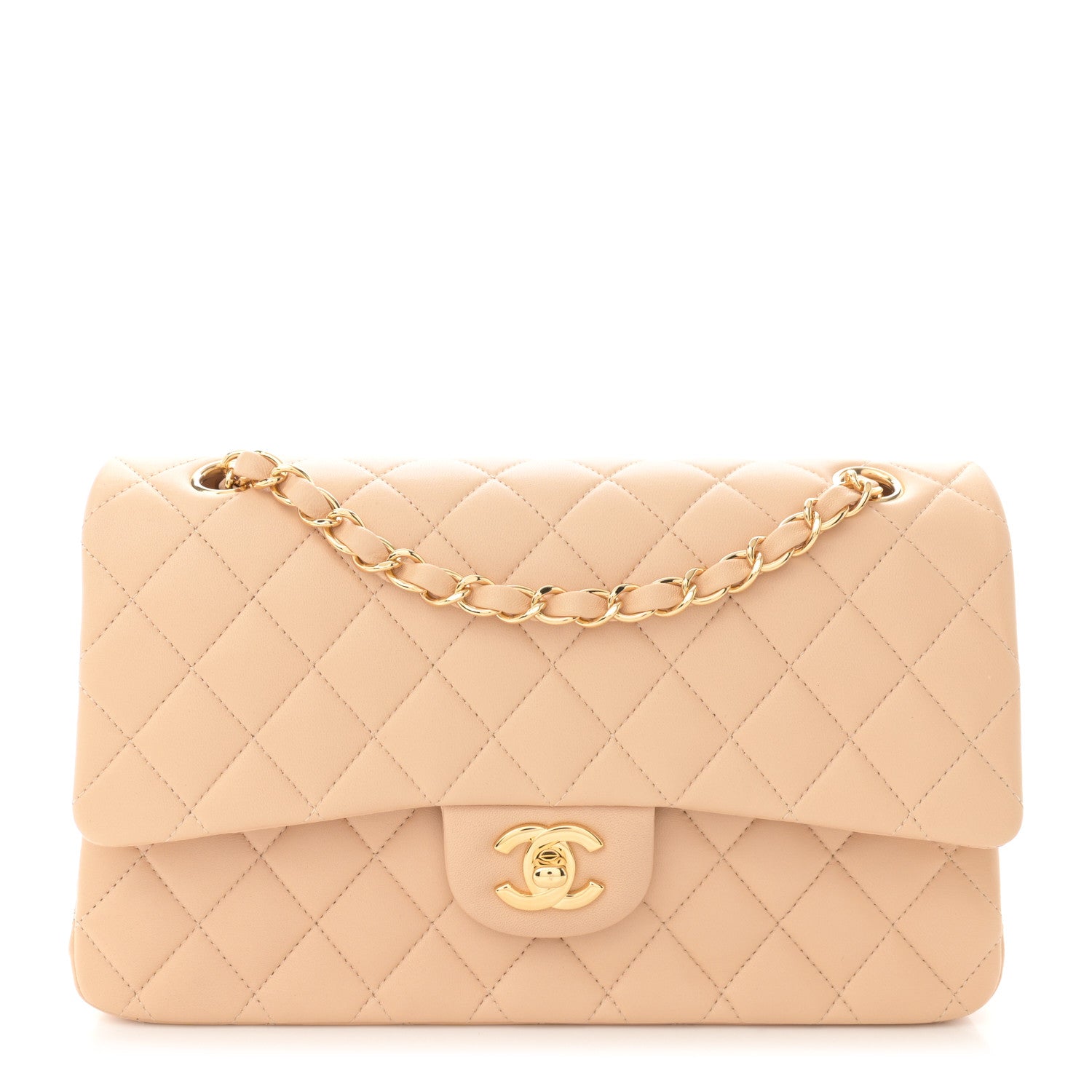 Chanel Lambskin Quilted Medium Double Flap Beige 1 of 10