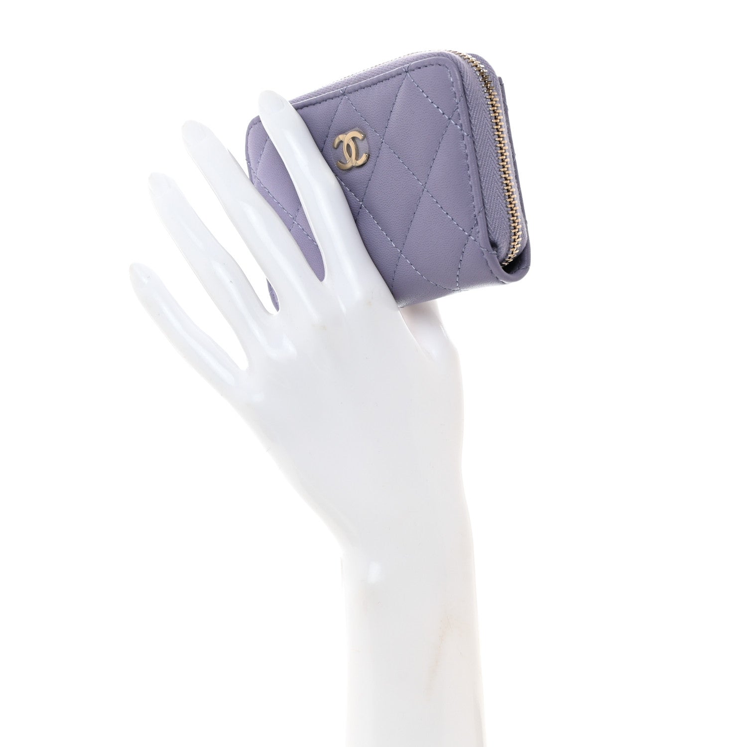 Chanel Caviar Quilted Zip Coin Purse Light Purple 2 of 8