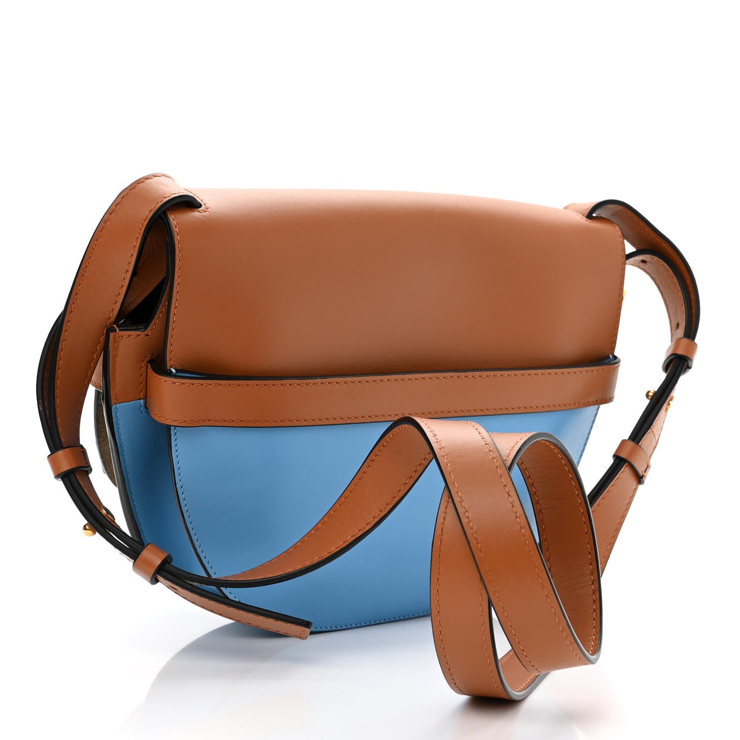 Calfskin Small Gate Crossbody Bag Tan Sky Blue