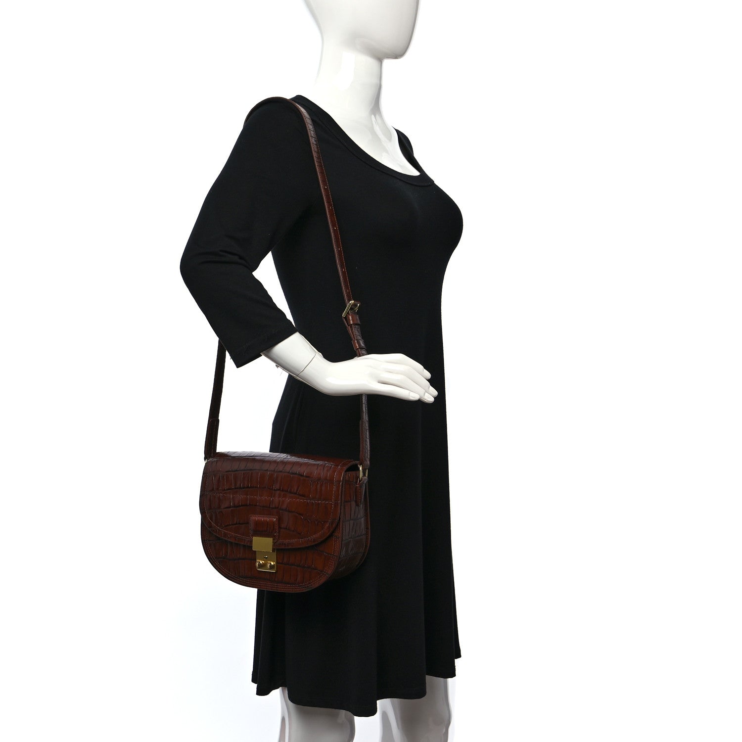 3.1 Phillip Lim Calfskin Crocodile Embossed Pashli Saddle Belt Bag Cognac 2 of 10