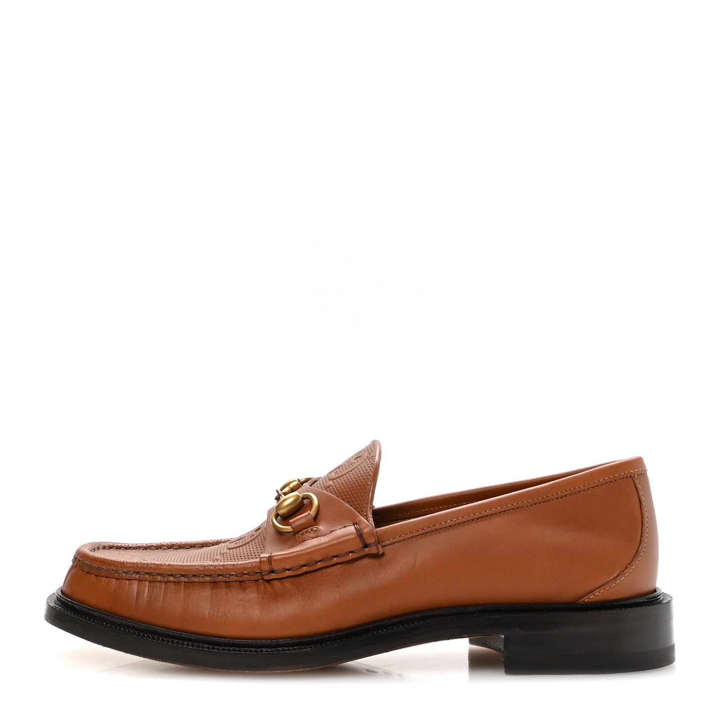 Harness Calfskin GG Tennis Embossed Mens Horsebit Loafers 8 Dark Brown